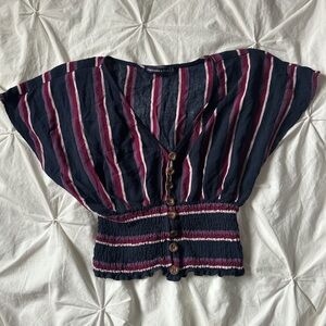 Abercrombie striped short sleeve blouse